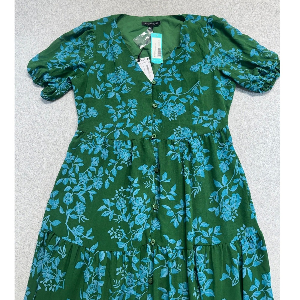 41 Hawthorn Janine Maxi Dress Womens M Green Blue Floral Button Front Tiered NWT